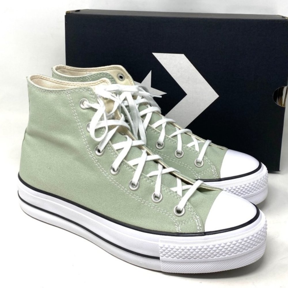 Converse Ctas Lift Platform Women's Sneakers Canvas Light Green High Top A03541C - Picture 3 of 10